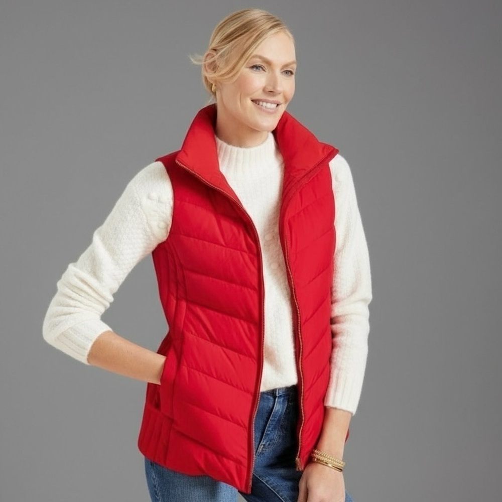 Talbots Red Down Puffer Vest Winter Jacket Coat Size Small